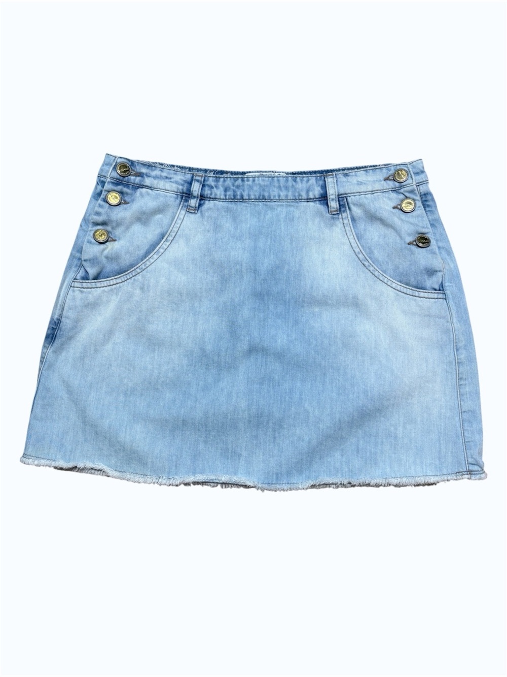 Patoge Light Wash Side Button Accent Mini Denim Jean Skirt Sz 4/S